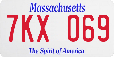 MA license plate 7KX069