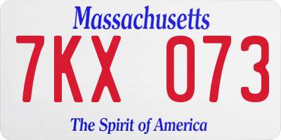 MA license plate 7KX073