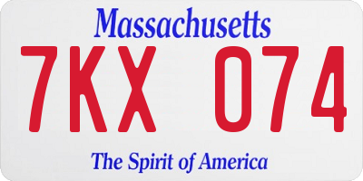 MA license plate 7KX074