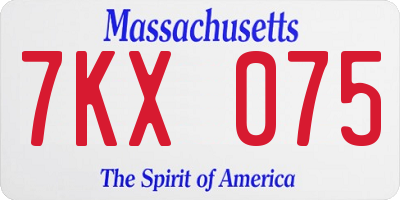 MA license plate 7KX075