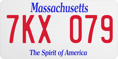 MA license plate 7KX079