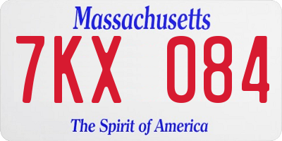 MA license plate 7KX084