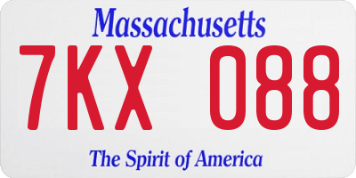 MA license plate 7KX088