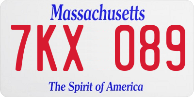 MA license plate 7KX089