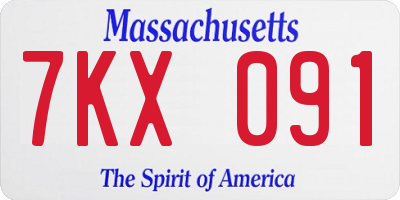 MA license plate 7KX091