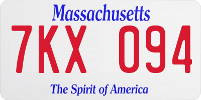 MA license plate 7KX094