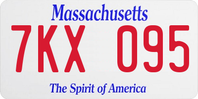 MA license plate 7KX095