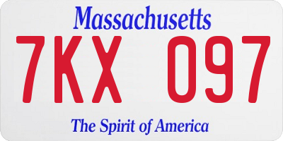 MA license plate 7KX097