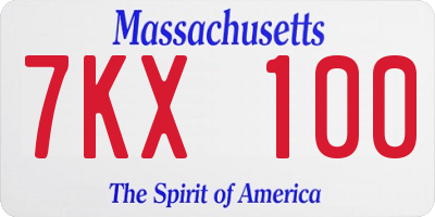 MA license plate 7KX100