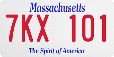 MA license plate 7KX101