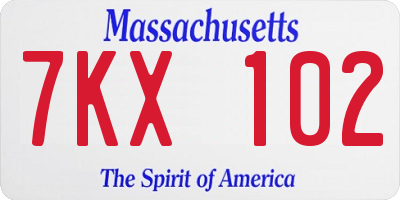 MA license plate 7KX102