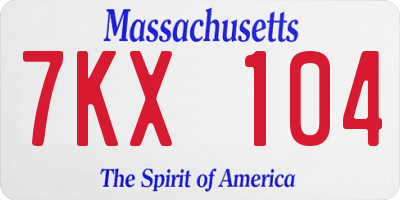 MA license plate 7KX104