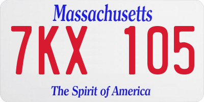 MA license plate 7KX105