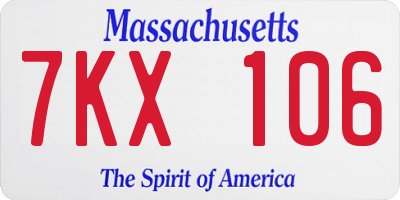 MA license plate 7KX106