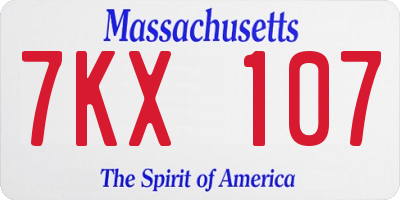 MA license plate 7KX107
