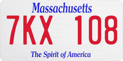 MA license plate 7KX108