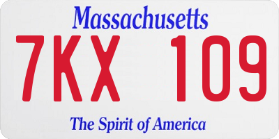 MA license plate 7KX109