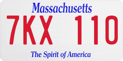 MA license plate 7KX110