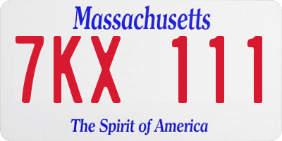 MA license plate 7KX111