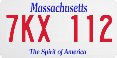 MA license plate 7KX112