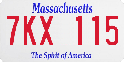 MA license plate 7KX115