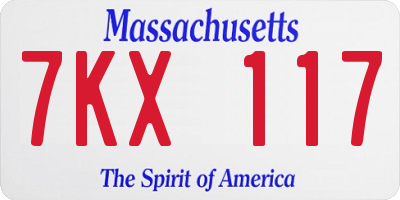 MA license plate 7KX117