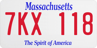 MA license plate 7KX118