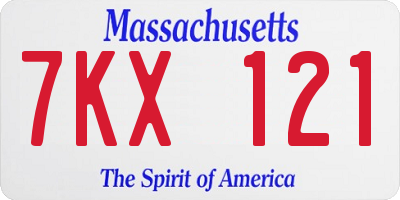MA license plate 7KX121