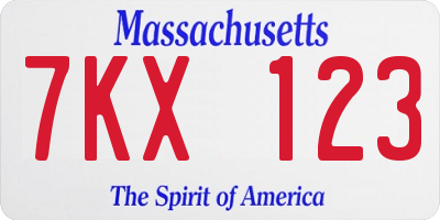 MA license plate 7KX123