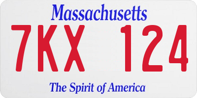MA license plate 7KX124