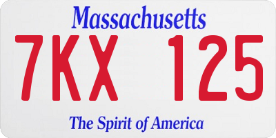 MA license plate 7KX125