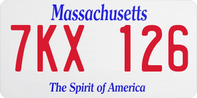 MA license plate 7KX126
