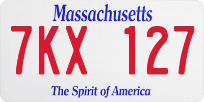 MA license plate 7KX127