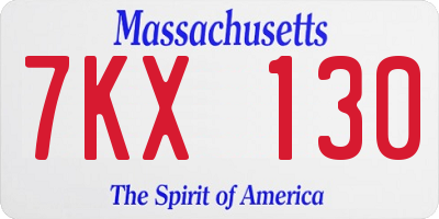 MA license plate 7KX130