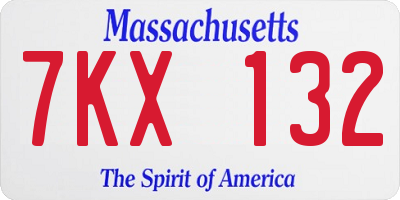 MA license plate 7KX132