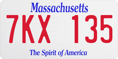 MA license plate 7KX135