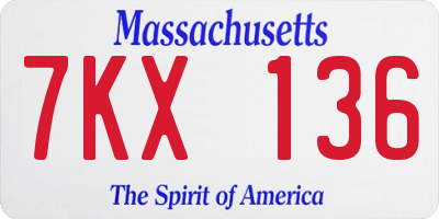 MA license plate 7KX136