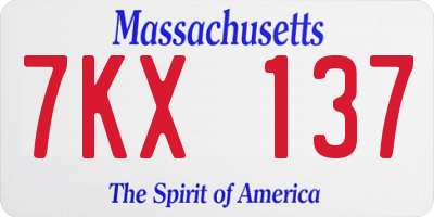MA license plate 7KX137