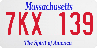 MA license plate 7KX139