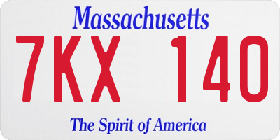 MA license plate 7KX140