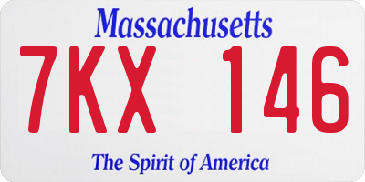 MA license plate 7KX146