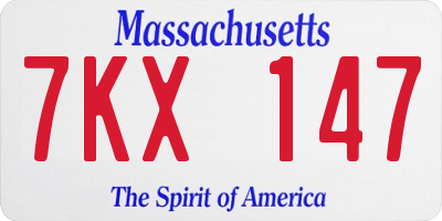 MA license plate 7KX147