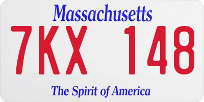 MA license plate 7KX148