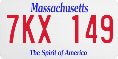 MA license plate 7KX149