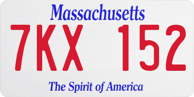 MA license plate 7KX152