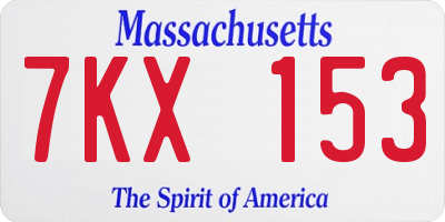 MA license plate 7KX153