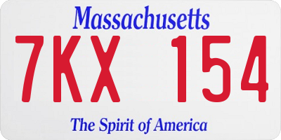 MA license plate 7KX154