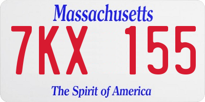 MA license plate 7KX155