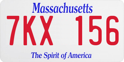 MA license plate 7KX156