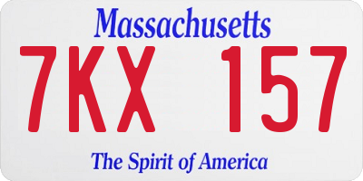 MA license plate 7KX157